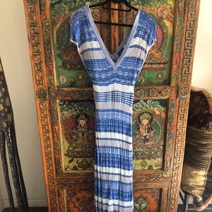 Bebe size small blue and white maxi dress. With slip
